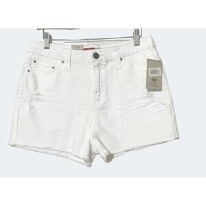 Dickies Shorts Junior Size 11/30 NWT Denim White High Rise Distressed Raw Hem
